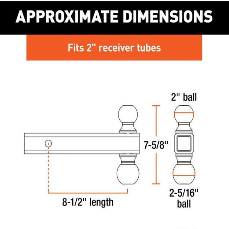 1-7/8 In. & 2 In. Black Double Ball Mount