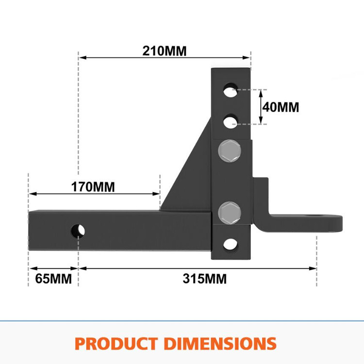 Steel Black Powder Coating Adjustable Tow Bar Ball Mount